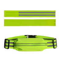 Ioensy - Cinturón Reflectante Cinturón Elástico Brillante Soporte Para Teléfono Cinturón Para Corredores Bolsa Correa De Seguridad 1 Cinturón Y 2 Brazaletes Verde