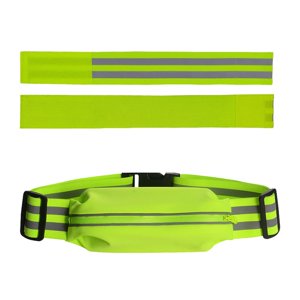 Ioensy - Cinturón Reflectante Cinturón Elástico Brillante Soporte Para Teléfono Cinturón Para Corredores Bolsa Correa De Seguridad 1 Cinturón Y 2 Brazaletes Verde