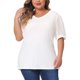 thumbnail image 1 of Agnes Orinda Blusas Casuales de Mujer Talla Grande Cuello en V con Mangas Abullonadas y Lunares Suizos 4X Blanco, 1 of 6