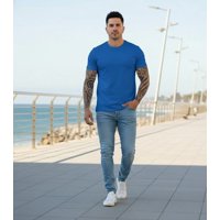 T-World - Polera 100 % Algodón Manga Corta Básica 170 Grs. Azulino