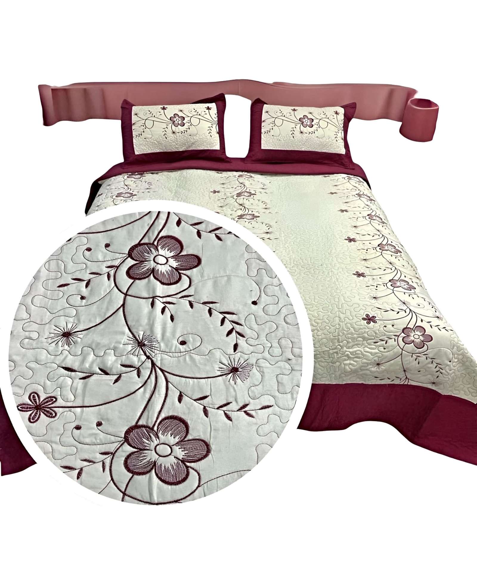 Fei Ya - Cubrecama Quilt Verano King-Super King Bordado A3