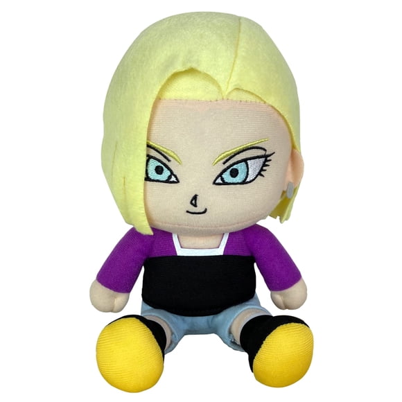 Peluche Great Eastern Entertainment Dragon Ball Super Androld de 18 años sentado y 7 cm