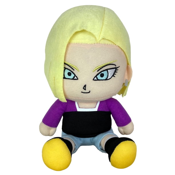Peluche Great Eastern Entertainment Dragon Ball Super Androld de 18 años sentado y 7 cm