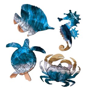 Magideal - 4 Piezas De Tortugas Marinas, De Mar, Cangrejos, Peces, Decoración De Pared Con Temática De Playa, Decoración Para Cafetería, Baño Oceánico