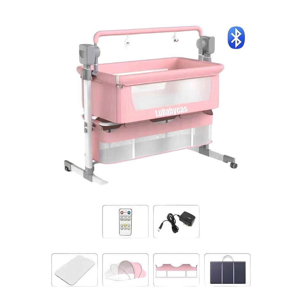Cuna Colecho Mecedora Eléctrica Rosada Lubabycas