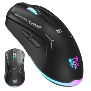 Onikuma - Mouse Dual Inalámbrico-Cable Gamer Profesional Negro Luz Rgb