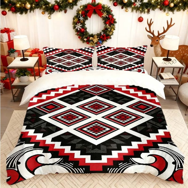 Set Hawaiian Style Ethnic Pattern Fabric Printed Duvet Cover Set Bedding Set Duvet Cover + Pillowcases Essential for All Seasons for Home Bedroom and Guest Room