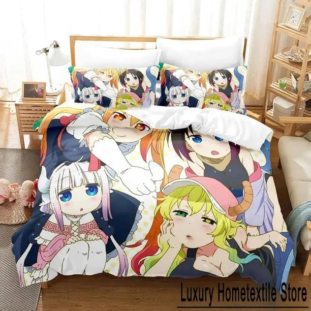 Miss Kobayashi's Dragon Maid Bedding Set Duvet Cover Bed Set Quilt Cover Pillowcase Comforter Size Boys Adult Bed Sheets