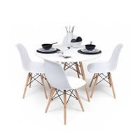 Klik Muebles - Comedor Mesa Eames Redonda Blanca 100Cm + 4 Sillas Eames Blancas