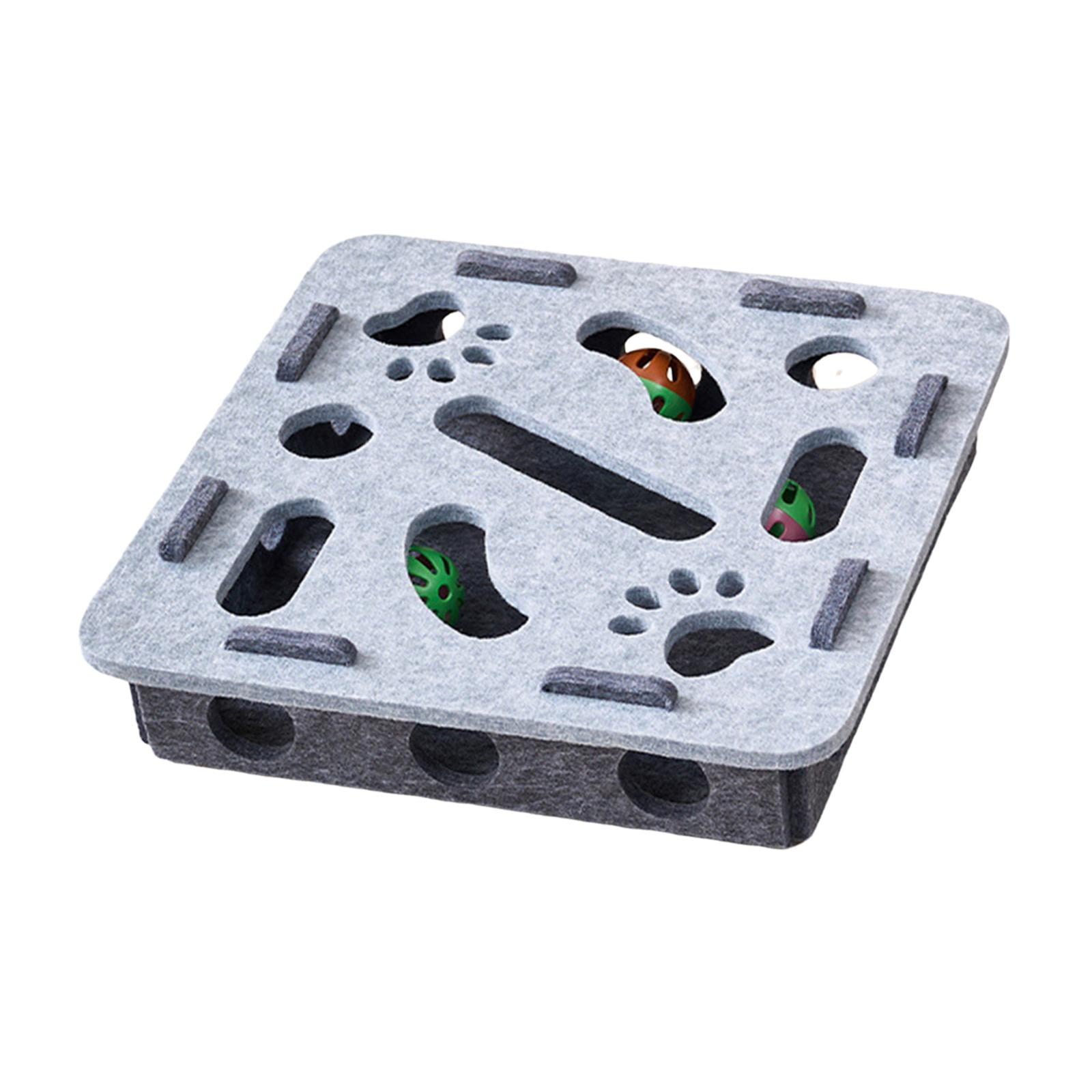 Magideal - Juguete Rompecabezas Para Gatos Con Bolas De Campana, Centro De Actividades De Fieltro, Juguete Interactivo Para Gatos Que Fomenta La Caza, Juego Dive Cuadrado