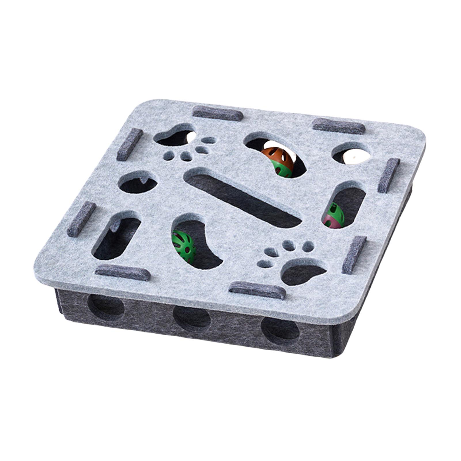 Magideal - Juguete Rompecabezas Para Gatos Con Bolas De Campana, Centro De Actividades De Fieltro, Juguete Interactivo Para Gatos Que Fomenta La Caza, Juego Dive Cuadrado