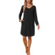 thumbnail image 2 of INSPIRE CHIC Vestido de Noche de Punto de Cable con Cuello en V para Mujer, Manga Larga, Largo hasta la Rodilla, Vestido de Dormir, Ropa de Descanso Suave y Elástica, Talla S, Negro, 2 of 6