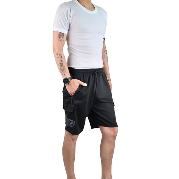 Short Deportivo Cargo Hombre Bolsillos Cierre 7006