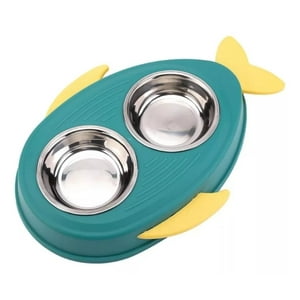 Defensor - Plato Doble De Mascotas De Acero Inoxidable