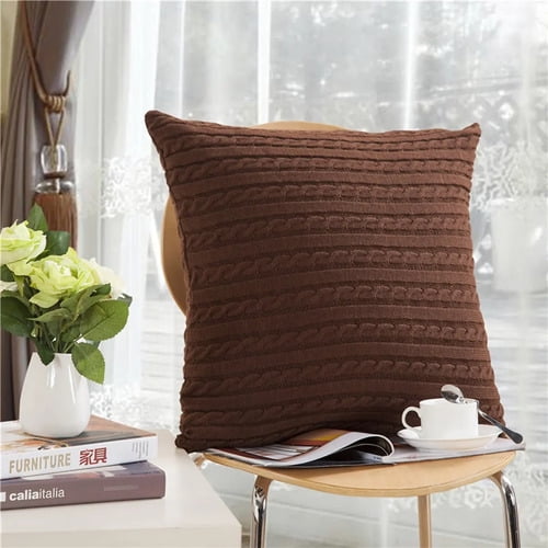 Funda Cojin 45x45 Estilo Nordico Cozy Cable Stripe Larentia Marrón oscuro