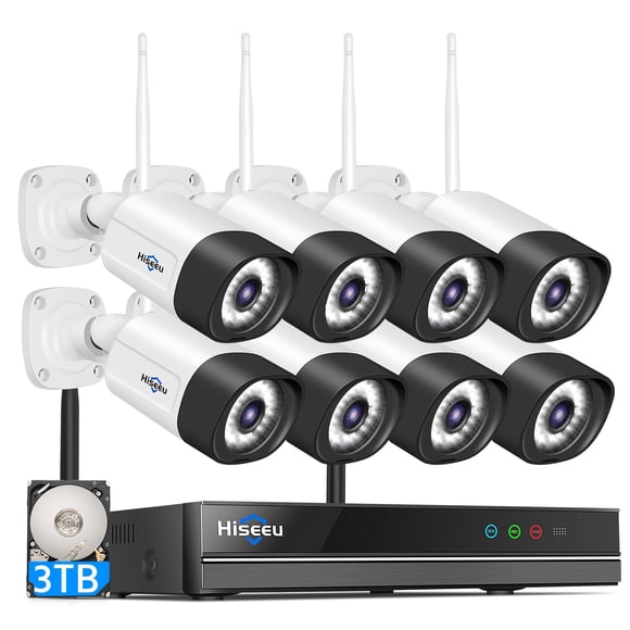 Cámara de seguridad WiFi para exterior Hiseeu 5MP, 16 canales, HDD de 3 TB