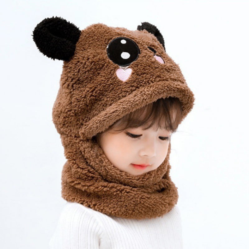El Edén - Gorro Con Cuello Para Niño/a Diseño Osito, Invierno Talla M Chocolate