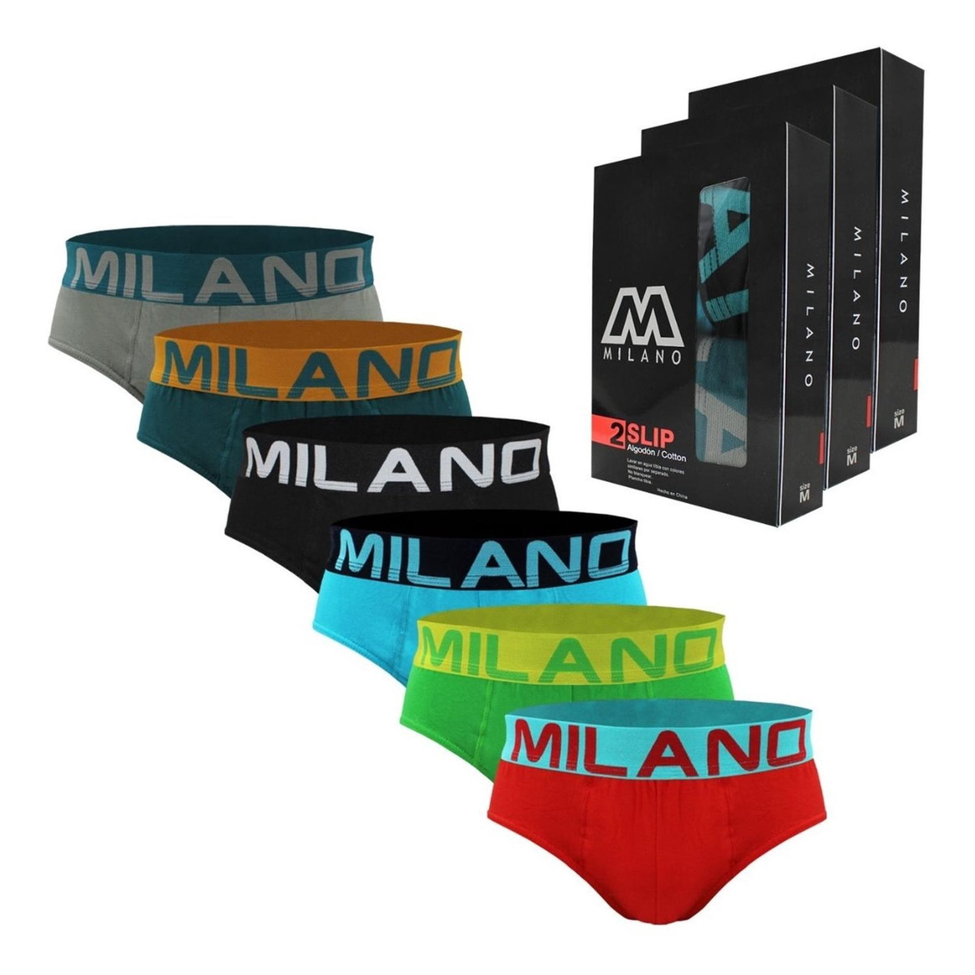 M Milano - Slip Calzoncillo Algodón Milano 6 Pack Multicolor L