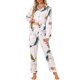 thumbnail image 1 of INSPIRE CHIC Conjunto de Pijama de Mujer de Viscosa con Botones de Manga Larga, Ropa de Dormir Floral con Bolsillos y Cintura Elástica S Cielo Estrellado Pájaros, 1 of 6