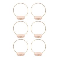 Magideal - 6X Centro De Mesa De Aro Floral De Metal, Corona De Boda Con Soporte De Madera, Decoración De Corona, Decoración De Mesa, Aro De Corona Para Acción De Dia 15 Cm