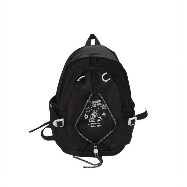 Drawstring Design Schoolbag For Students, Y2K Large Capacity Travel Backpack, Aesthetic Star Embroidery Rucksack