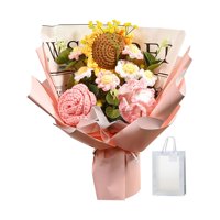 Magideal - Ramo De Flores De Ganchillo Para Regalo, Decoración De Mesa De Flores Tejidas, 13,7 X 10,6 Pulgadas, Hecho A Mano Para El Día De Graduación, Multiusos Rosa