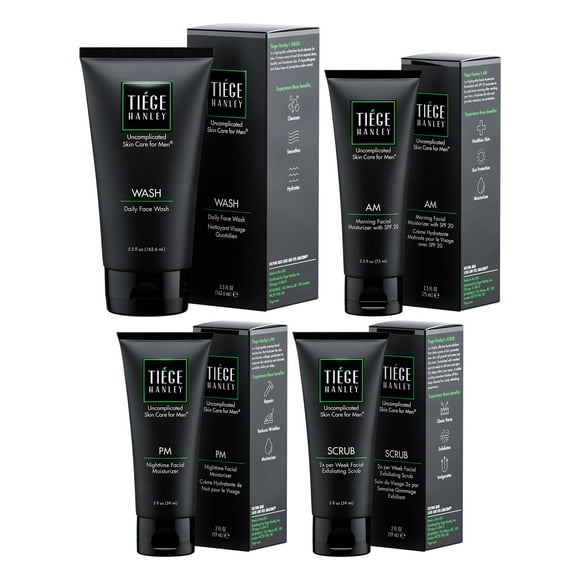 Set de cuidado de la piel Tiege Hanley para 90 días con limpiador facial, exfoliante e hidratante