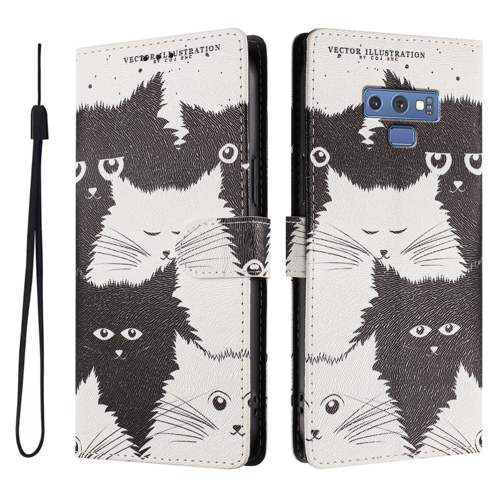 Foxdock Funda Tipo Cartera Para Samsung Galaxy Note 9 Con Soporte Y Correa – Diseño De Patrones Lindos