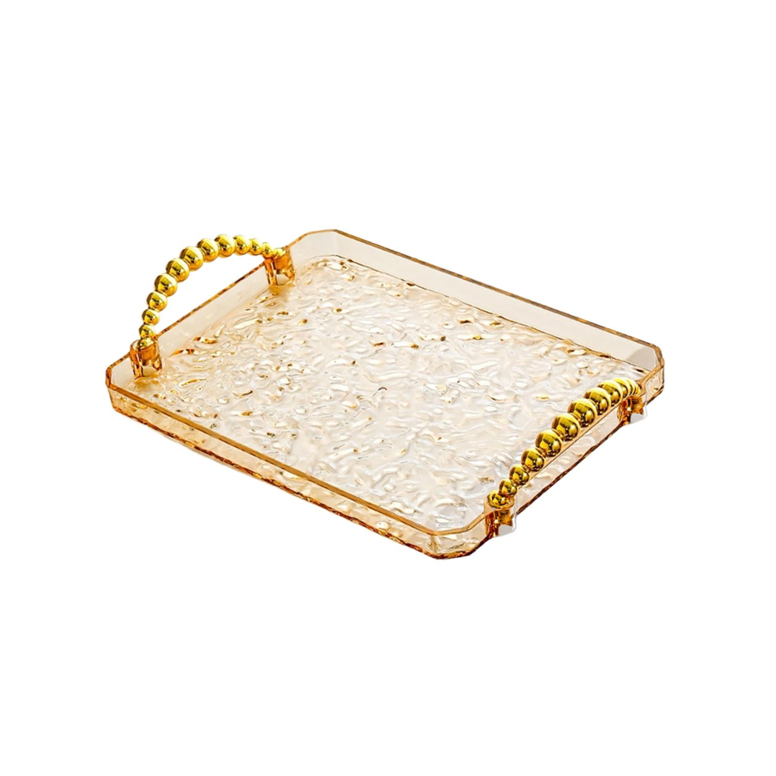 Bothyi - Bandeja Rectangular Para Servir, Organizador De Tocador De Baño Para Dormitorio, Mesita De Noche, Cocina, Color Ámbar