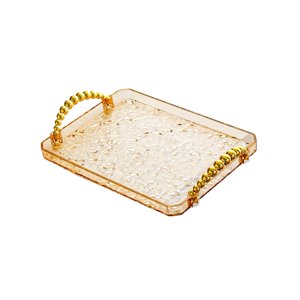 Bothyi - Bandeja Rectangular Para Servir, Organizador De Tocador De Baño Para Dormitorio, Mesita De Noche, Cocina, Color Ámbar