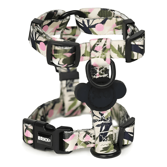 Brnx arnés tipo h para perro diseño forest pink talla m
