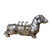 Magideal - Estatua Mecánica Punk Decoración De Animal Escultura De Resina Figura Dragón Steampunk Artística Industrial Adecuada Para Regalos Decoración De Escritorio Oficina Salón Entrada Perro