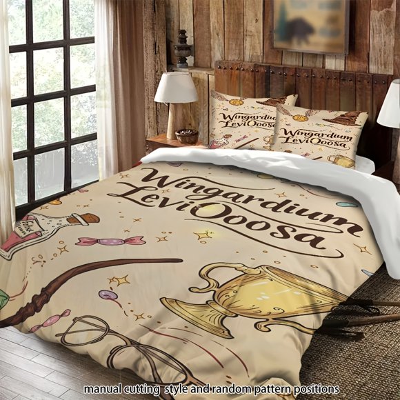 Bedding Flying Thief Magic Hat Wand Trophy Glasses Stars Candy All-Season Machine Washable Includes Pillowcases Suitable for Bedroom Guest Room Dormitory Holida