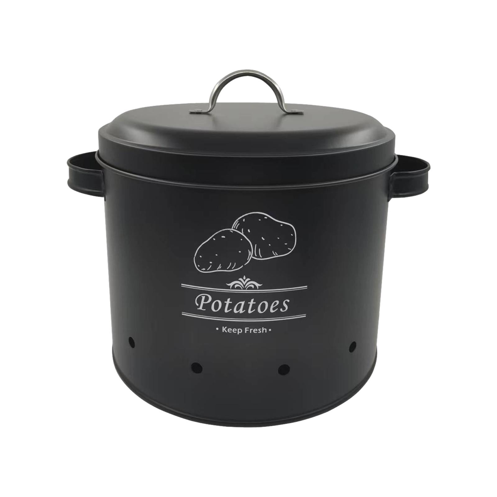Bothyi - Macetas De Hojalata Para Almacenamiento De Granja, Contenedor De Almacenamiento De Verduras Para Despensa, Hogar, Restaurante, Patatas Negras