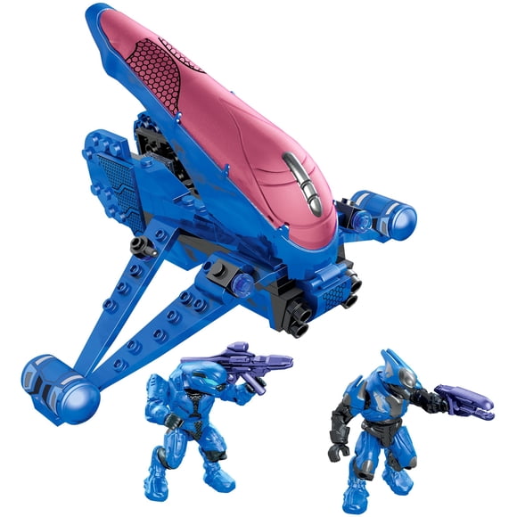 Juguete de construcción Mega Bloks Halo Blue Series Banshee con figuras