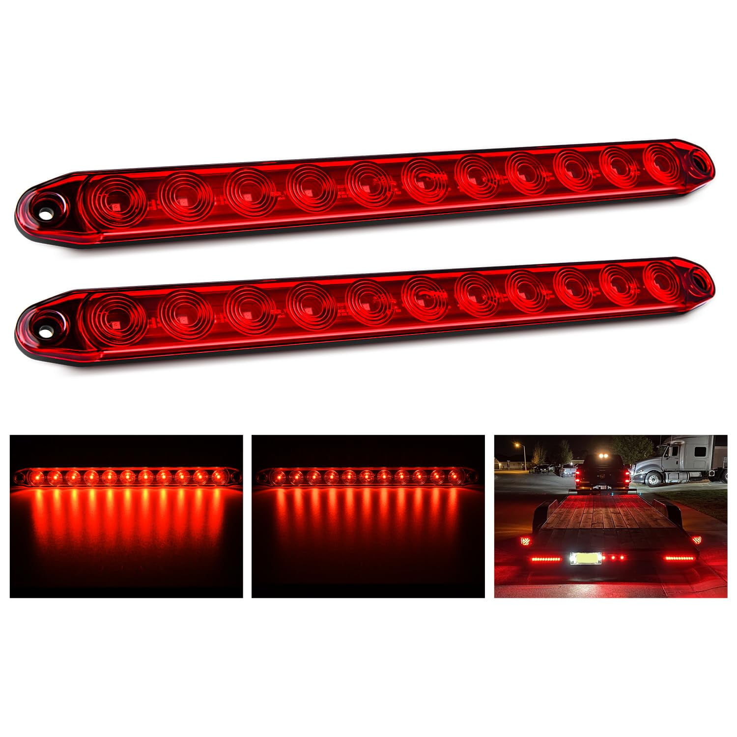 Barra De Luces Nilight Para Remolque, 16 Pulgadas, 11 Led, Roja, 2 Unidades