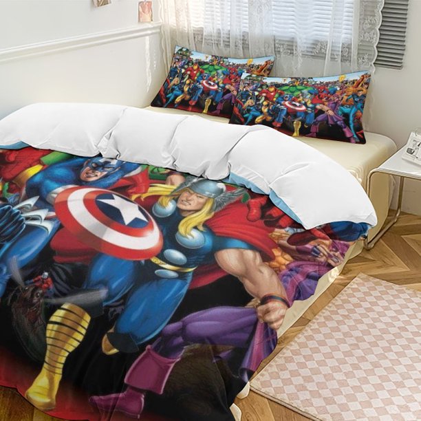 Iron Man Bedding Comforter Sets 3-Piece Bedding Set Soft Warm Bed Set for Bedroom All Season Bed Sheets