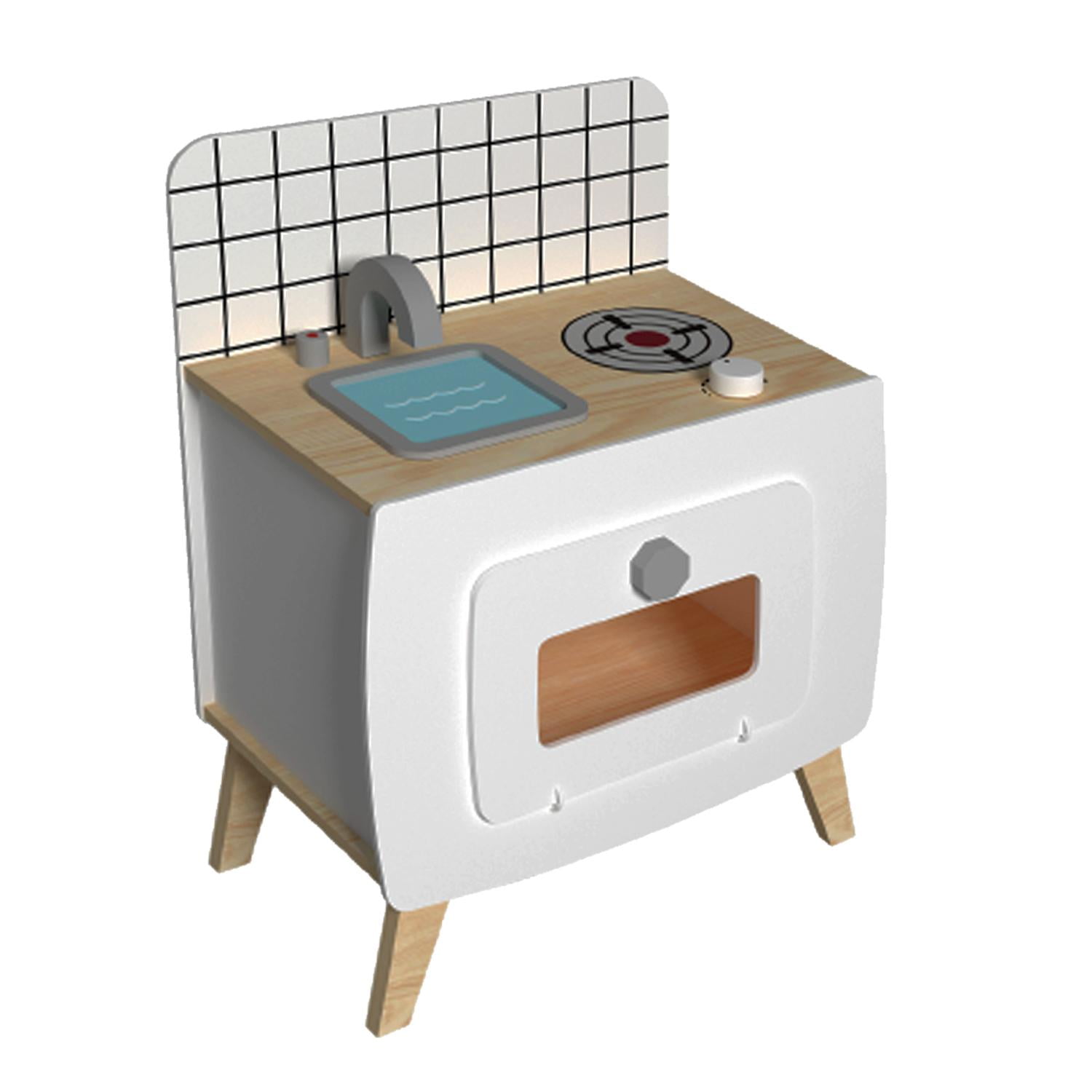 Gamepower - Cocina De Madera Blanca + Accesorios 39x26x49cm Gris 39 X 26x 49cm