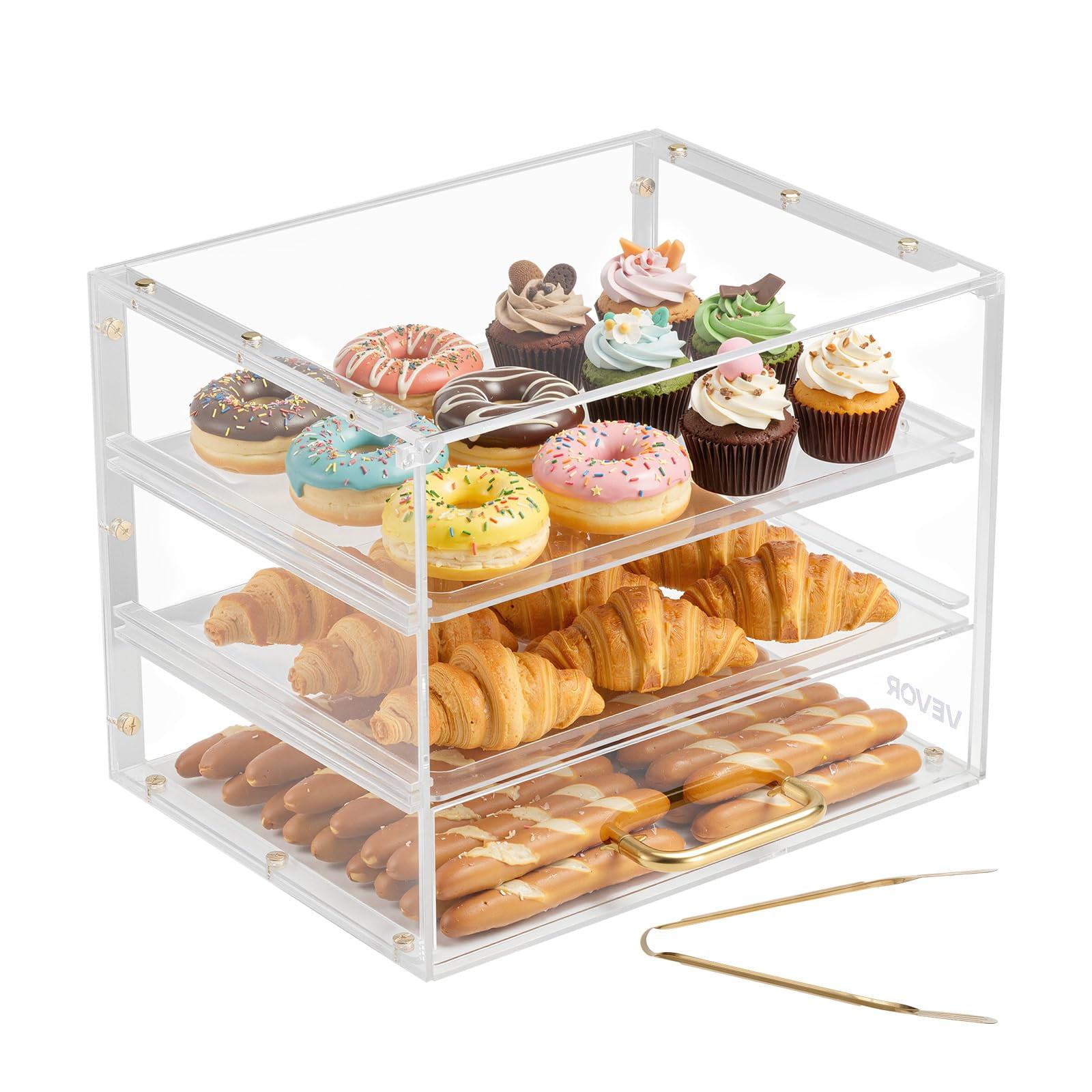 Vitrina De Panadería Vevor De Acrílico Transparente Comercial De 3 Niveles
