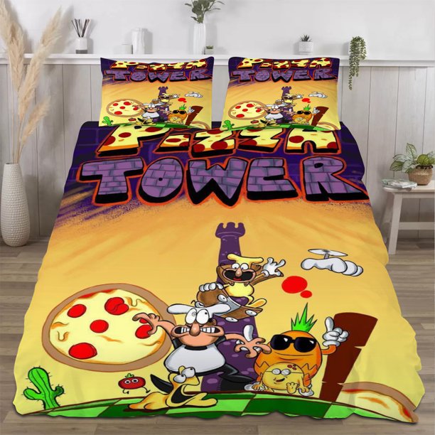 Pizza Tower Quilts for Queen Bed Bedspreads,Soft Bed Quilt Lightweight Bedspread,Quilted Coverlet 3 Piece Bed Sheets