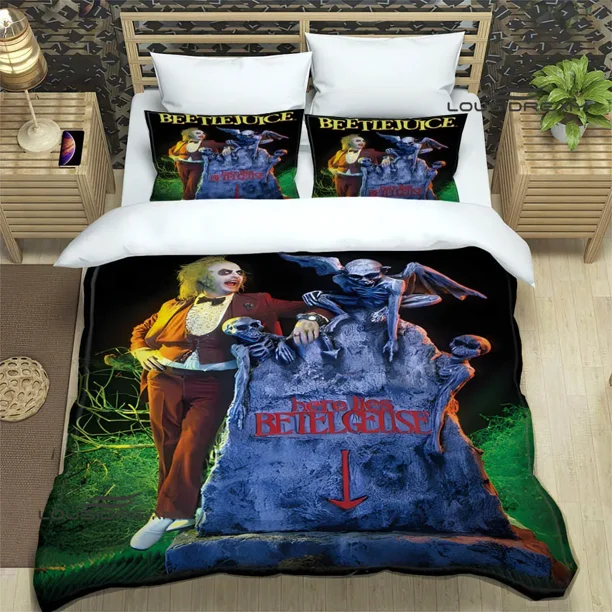 v1340 Bed Sheets Horror movie B-Beetlejuice Bedding Sets exquisite supplies set duvet cover bed comforter set bedding set luxury birthday gift 3-Piece Bedding Set (1 Duvet Cover + 2 Pillow Shams) Bed