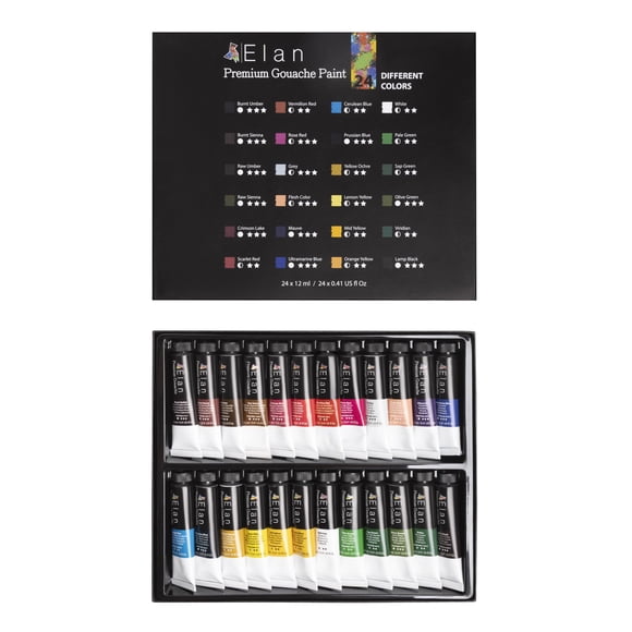 Set de pintura gouache Elan 24 colores, tubos de 12 ml