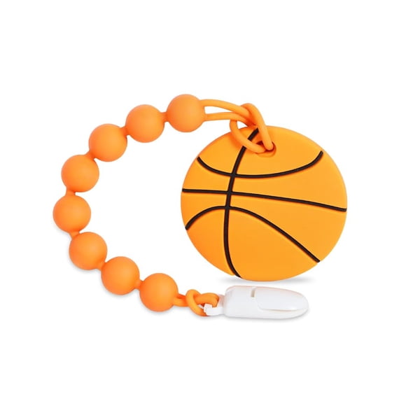 Mordedor de silicona Cuebo con clip para chupete, diseño de baloncesto