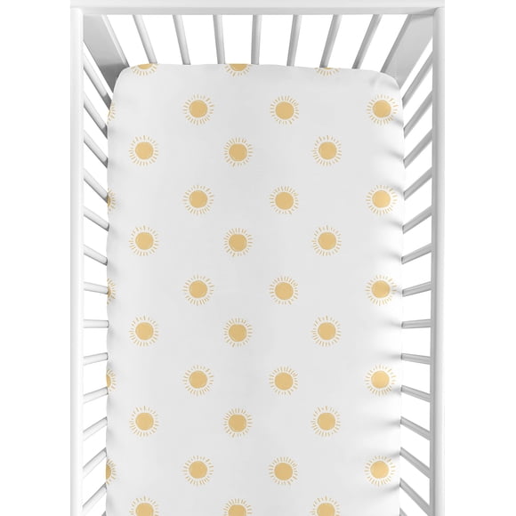 Sábana para cuna Sweet Jojo Designs con estampado bohemio, blanco/amarillo
