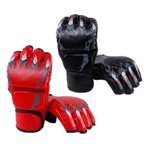 Ioensy - 2 Pares De Guantes De Boxeo Mma Guantes De Boxeo De Medio Dedo Para Entrenamiento Saco De Boxeo Sanda Rojo Y Negro