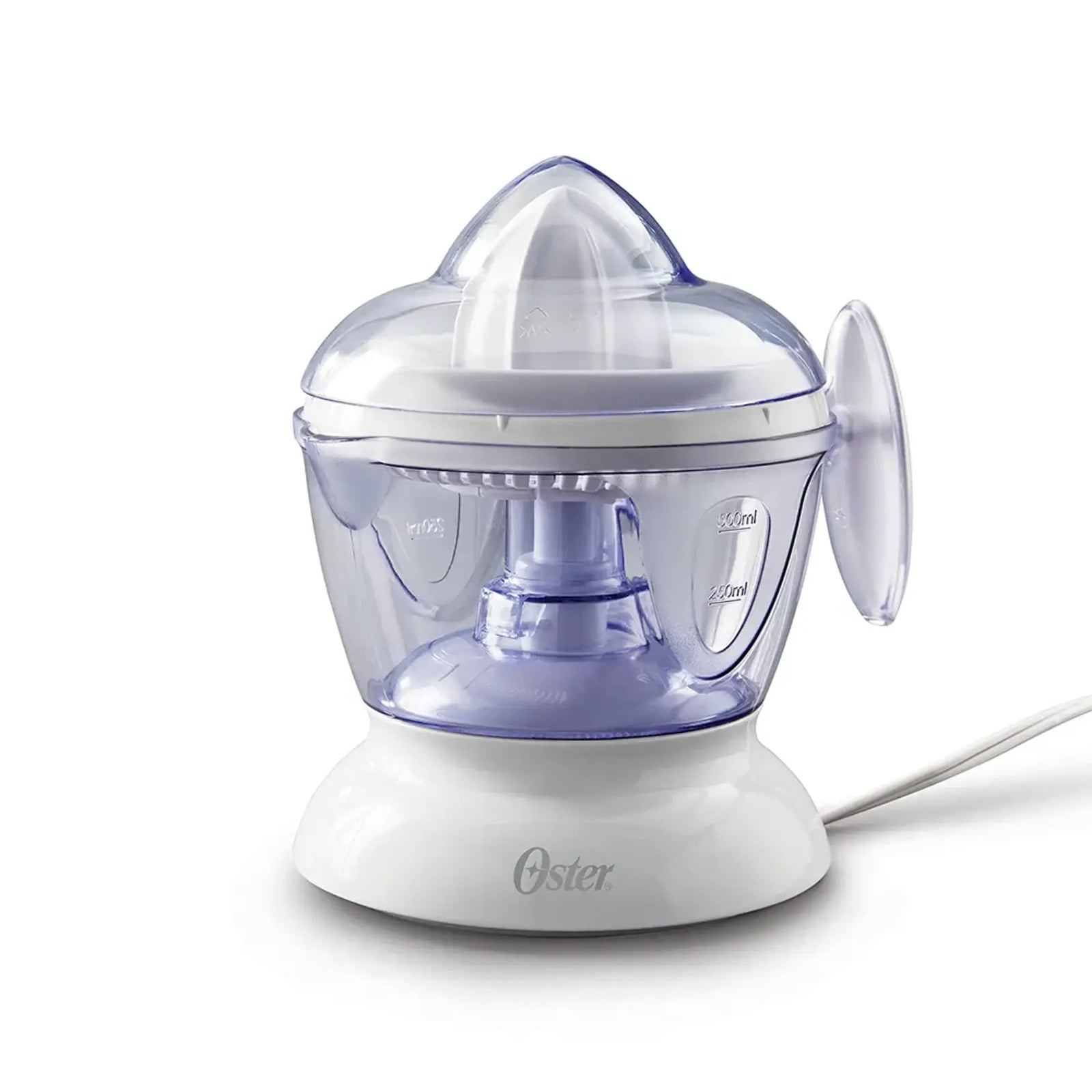 Oster® Exprimidor De Cítricos, Con Rotación Bidireccional, Y Colador De Semillas Y Pulpa, 0,5 Lt, Blanco