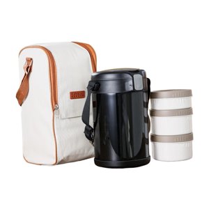 Magideal - Box De Lonchera Térmica Bento Box Preparación De Preparación Contenedor De Acero Inoxidable Contenedor De Alimentos De Acero Aislador Para El Trabajo Negro 2.3L