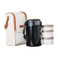 Magideal - Box De Lonchera Térmica Bento Box Preparación De Preparación Contenedor De Acero Inoxidable Contenedor De Alimentos De Acero Aislador Para El Trabajo Negro 2.3L