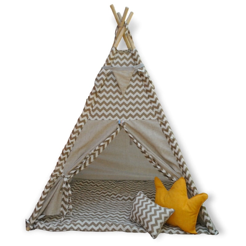 Ludisens - Carpa Tipi Infantil Algodón Modelo Zigzag Beige
