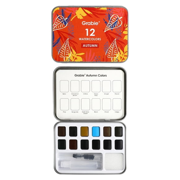 Grabie Set Acuarela de Bolsillo + Pincel 12 colores Otoñales